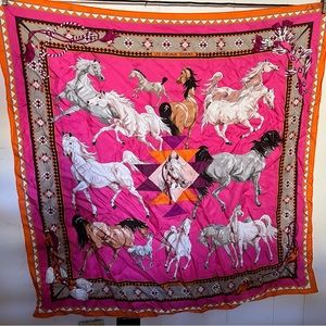 Hermes Les Chevaux Qataris Silk Scarf